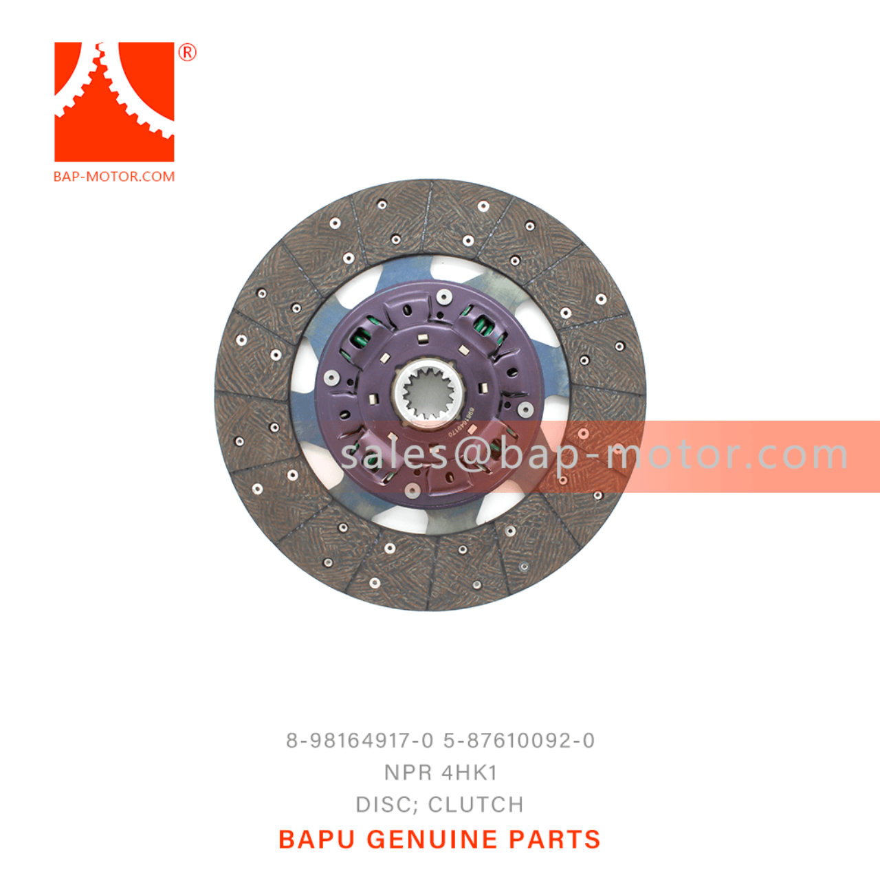 8-98164917-0 5-87610092-0 Clutch Disc 8981649170 5876100920 Suitable for ISUZU NPR 700P