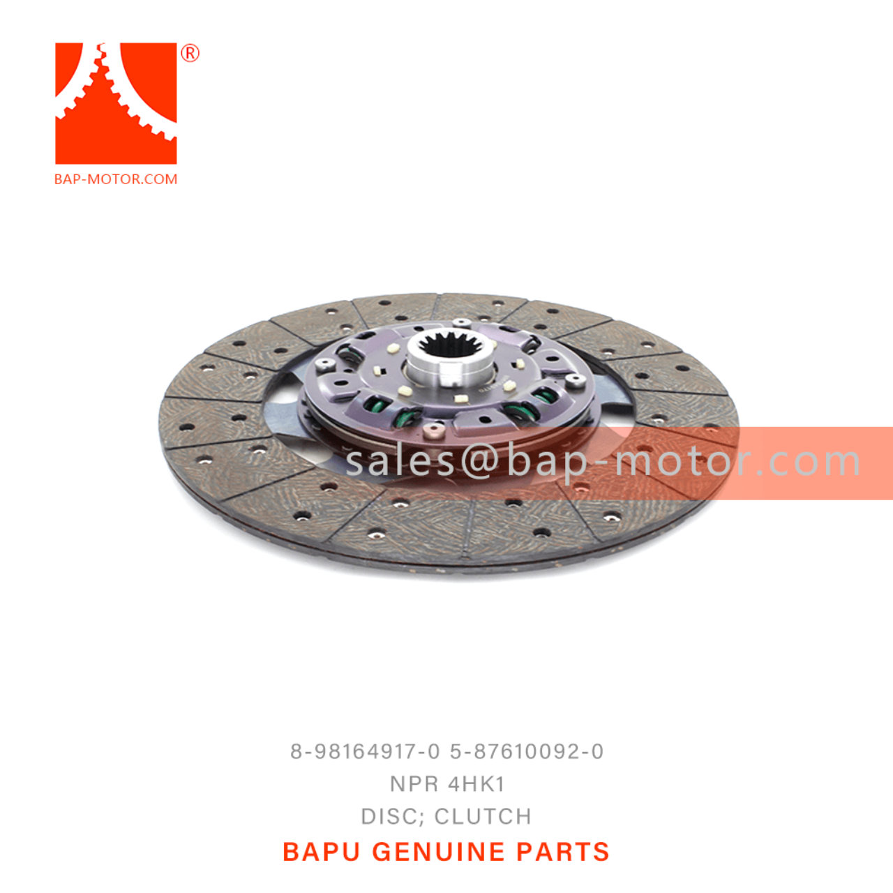 8-98164917-0 5-87610092-0 Clutch Disc 8981649170 5876100920 Suitable for ISUZU NPR 700P